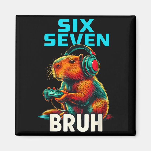 Imán Six Seven Bruh 67 Meme Funny Capybara  (Frente)