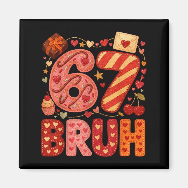 Imán Six Seven Bruh Valentine Heart 67 Cute Kids Meme B (Frente)