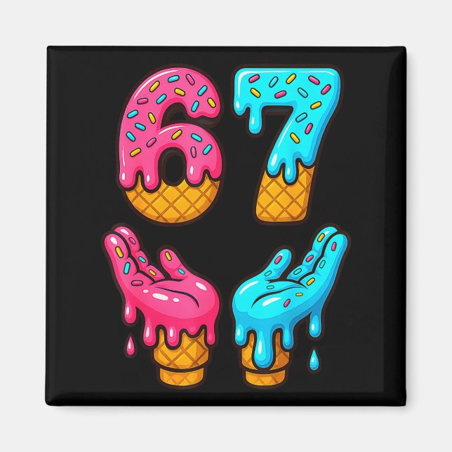 Imán Six Seven Ice Cream Drip Meme 67 Funny Gen Alpha S (Frente)