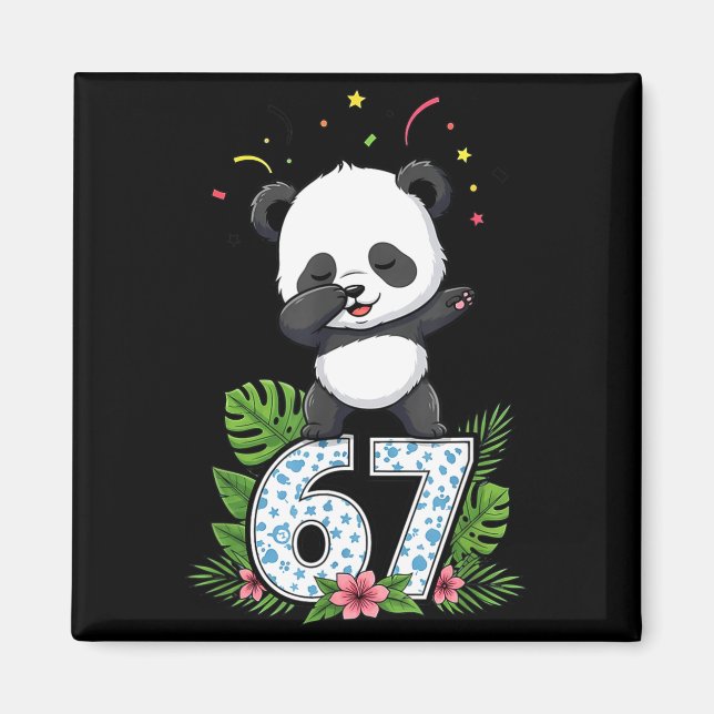 Imán Six Seven Meme Dabbing Baby Panda 67 Funny Gen Z A (Frente)