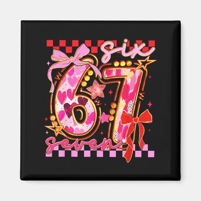 Imán Six Seven Valentine Day Funny Nk 67 Cute Bow Girls (Frente)