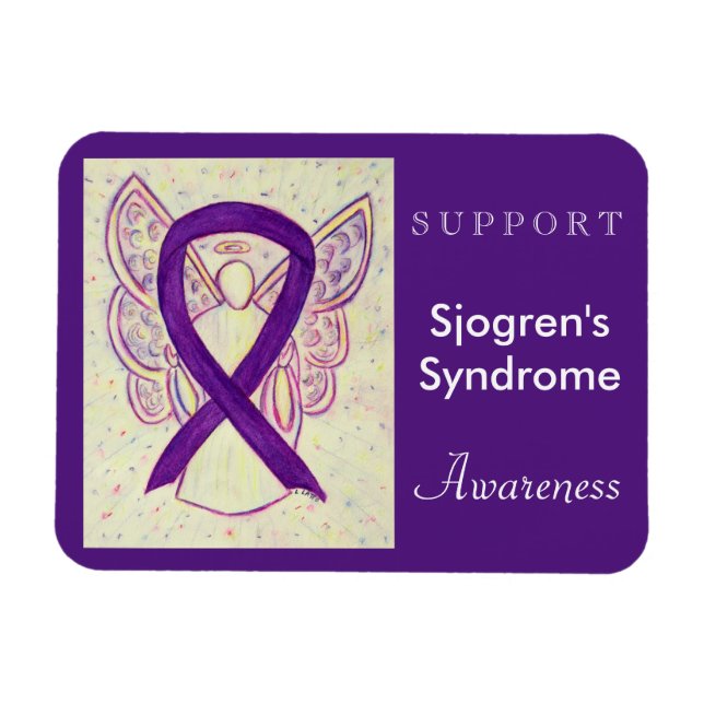 Imán Sjogren's Syndrome Awareness Ribbon Angel Magnet (Horizontal)