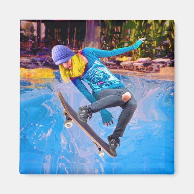 Imán Skateboarding en el agua (Frente)