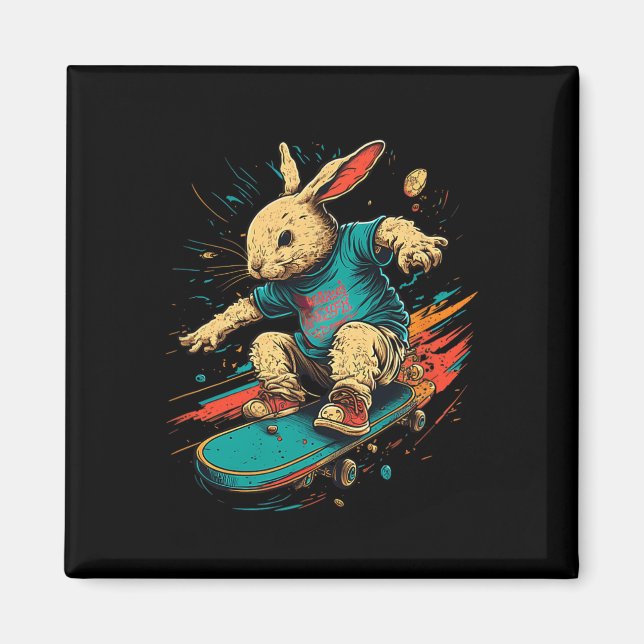 Imán Skateboarding Skater Para Adolescentes Chica Bunny (Frente)