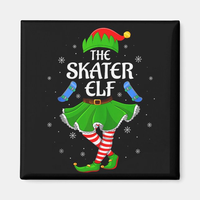 Imán Skater Elf Christmas Family Girls Women Elf Squad  (Frente)