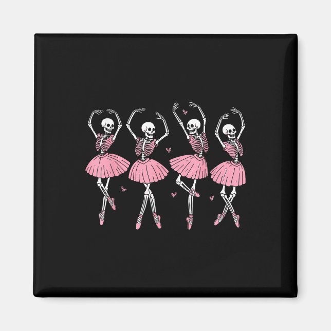 Imán Skeleton Ballerinas Ballet Dance Cute Chica Hallow (Frente)