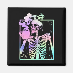 Imán Skeleton Beber café Mujeres Halloween Costu Hallow