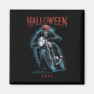 Imán Skeleton Biker On Motorcycle Halloween 2024 Spooky