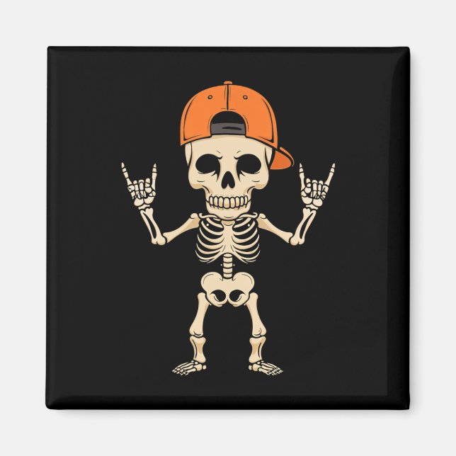Imán Skeleton Cap Halloween Punk Rock masculino (Frente)