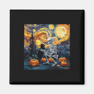 Imán Skeleton Cat Skull Gótico Halloween Halloween Homb