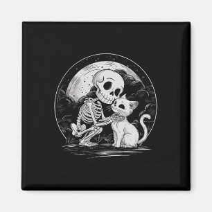 Imán Skeleton Cat Skull Kitty Cute Gótico Halloween Cos