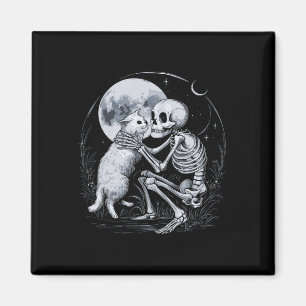 Imán Skeleton Cat Skull Kitty Cute Gótico Halloween Cos