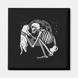 Imán Skeleton Cat Skull Kitty Cute Gótico Halloween Hom