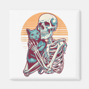 Imán Skeleton Cat Skull Kitty Vintage Halloween Hallowe