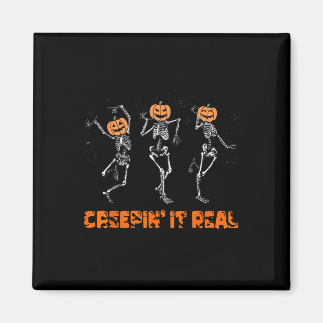 Imán Skeleton Dancing Creeping It Real Halloween Funny (Frente)