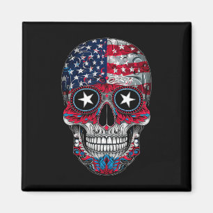 Imán Skeleton De La Bandera Estadounidense De Julio Par