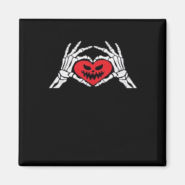 Imán Skeleton deja un corazón asustado Halloween (Frente)