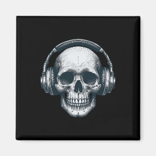 Imán Skeleton Dj Auriculares Hocico Músico De Calavera 