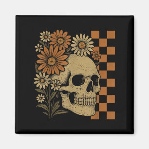 Imán Skeleton floral retro Funny Skull Halloween