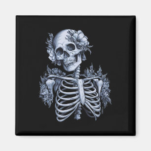 Imán Skeleton Floral Skull Halloween Cebada gótica