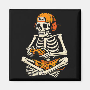 Imán Skeleton Gamer Auriculares Funny Halloween Gaming 
