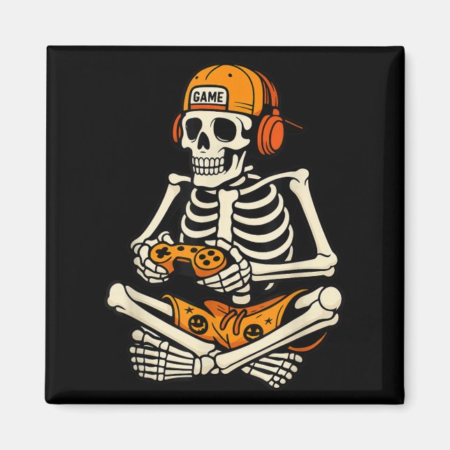 Imán Skeleton Gamer Auriculares Funny Halloween Gaming  (Frente)