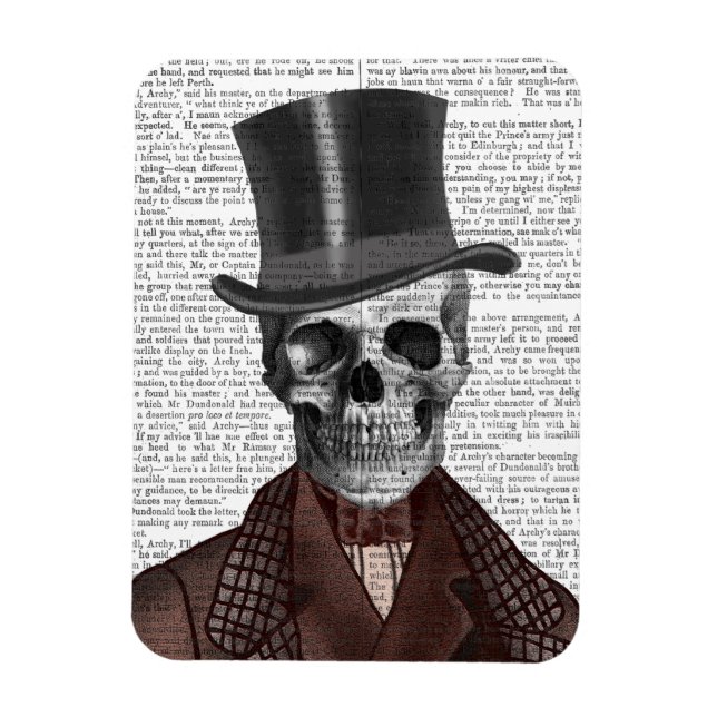 Imán Skeleton Gentleman y sombrero superior (Vertical)