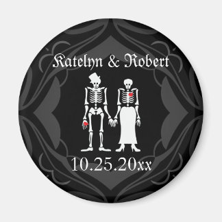 Imán Skeleton Gótico Bride & Groom Save the Date Magnet