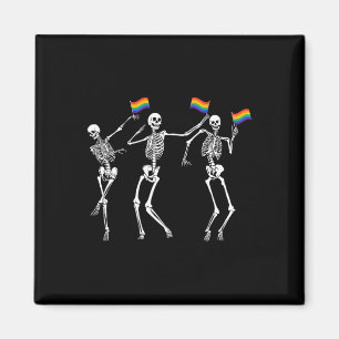 Imán Skeleton Halloween Lgbt Flag Skeleton Gay Pride Mo