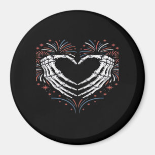 Imán Skeleton Hand Heart 4De Eeuu Patriótico Americano