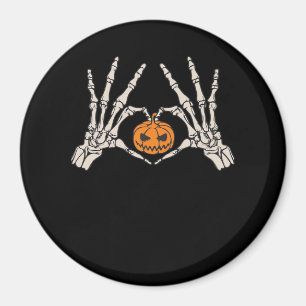 Imán Skeleton Hand Heart And Pumpkin Funny Skull Hallow