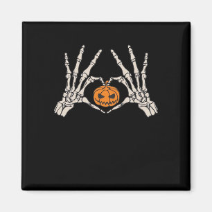 Imán Skeleton Hand Heart And Pumpkin Funny Skull Hallow