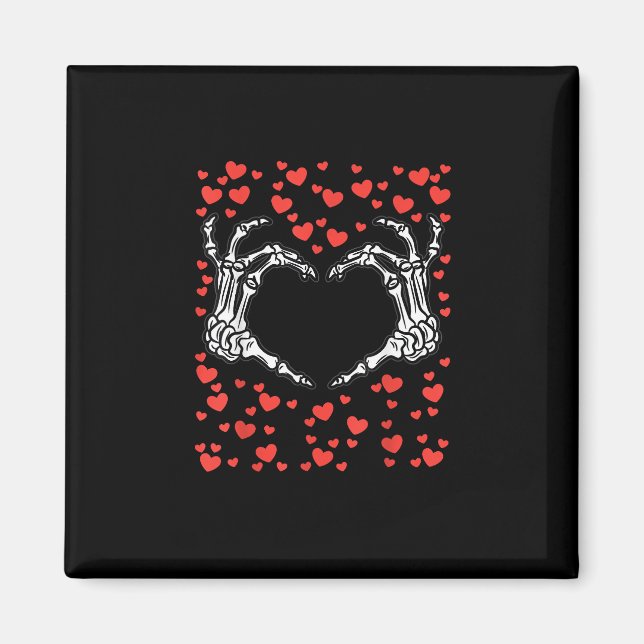 Imán Skeleton Hand Heart Día de San Valentín Funny Clas (Frente)