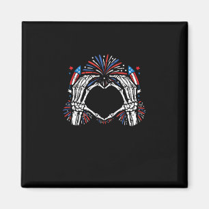 Imán Skeleton Hand Heart Estados Unidos Patriótico Amer