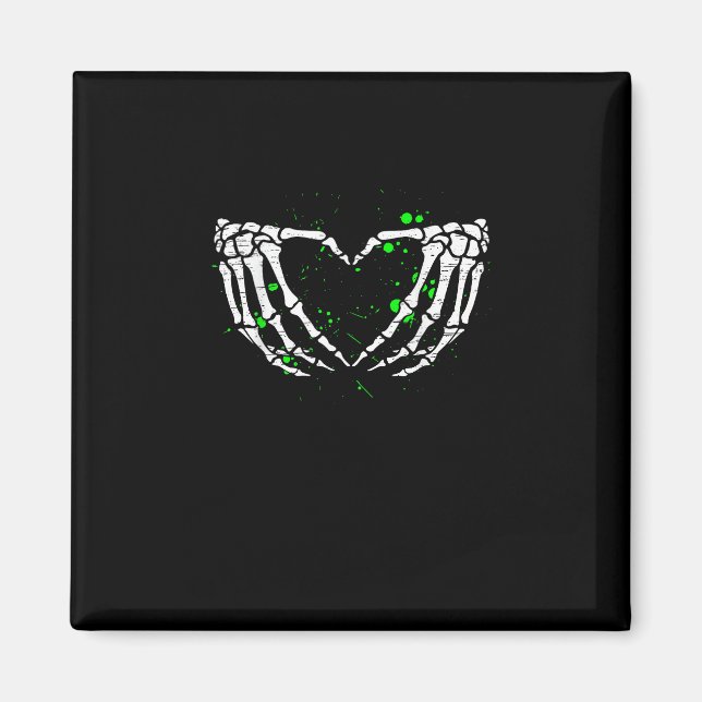 Imán Skeleton Hand Heart Rótulo disstume Halloween (Frente)