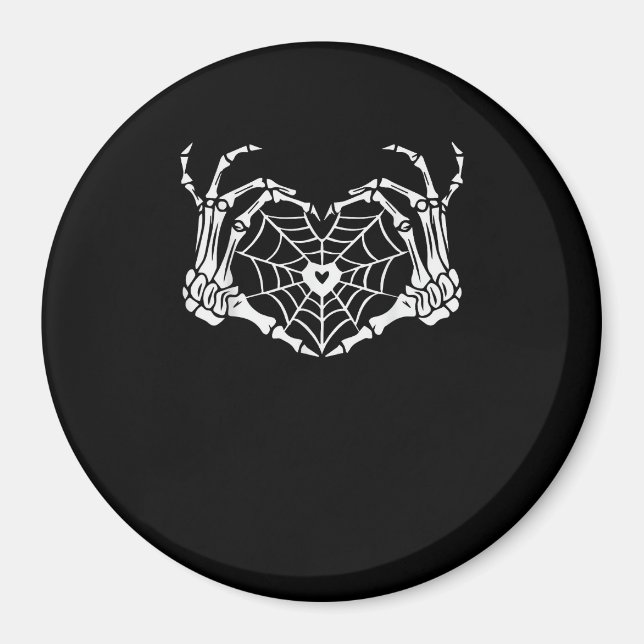 Imán Skeleton Hand Heart Spiderweb Halloween Cobweb Par (Frente)