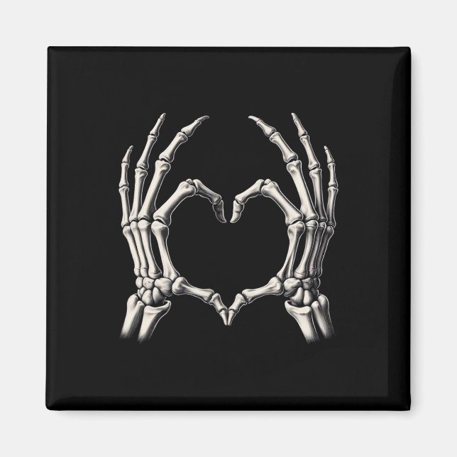 Imán Skeleton Hand Heart Xray Retro Funny Halloween Cos (Frente)