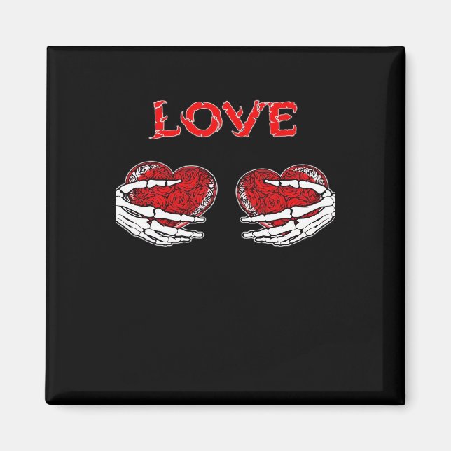 Imán Skeleton Hands Heart Funny Design (Frente)