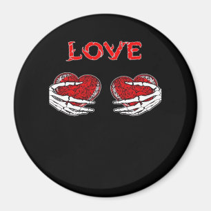 Imán Skeleton Hands Heart Funny Design
