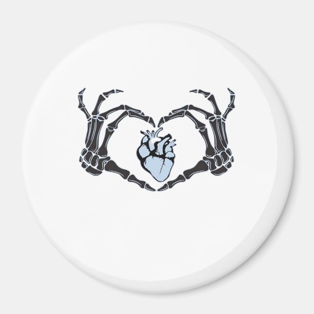 Imán Skeleton Heart Hands Classic Design para Halloween (Frente)