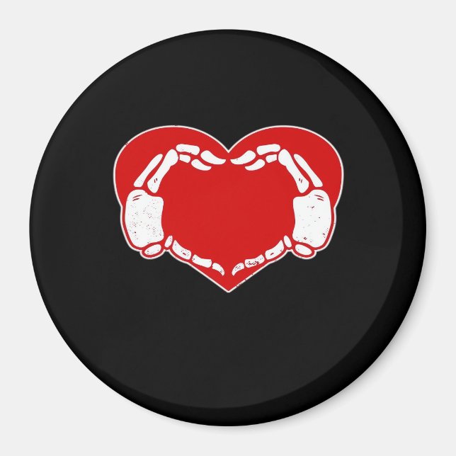 Imán Skeleton Heart Hands Gótico Valentine Red Classic (Frente)