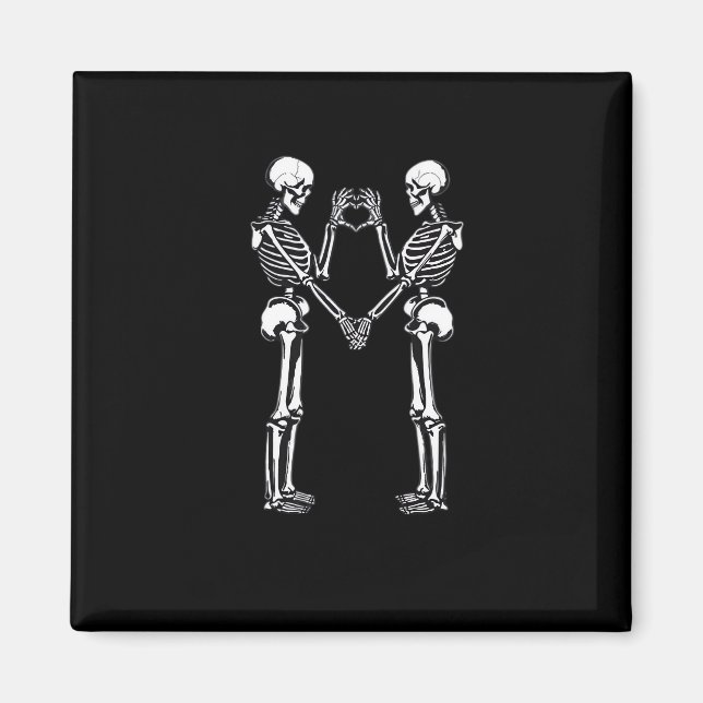 Imán Skeleton Heart Hands Rótulo Halloween Costume Clas (Frente)