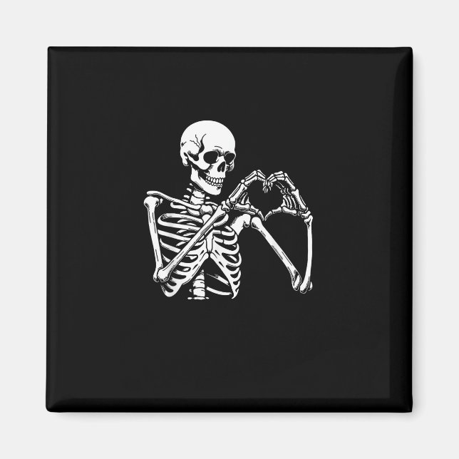 Imán Skeleton Heart Hands Rótulo Halloween Costume Retr (Frente)