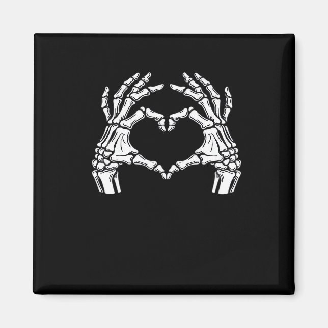 Imán Skeleton Heart Hands Rótulo Halloween Disstume vir (Frente)