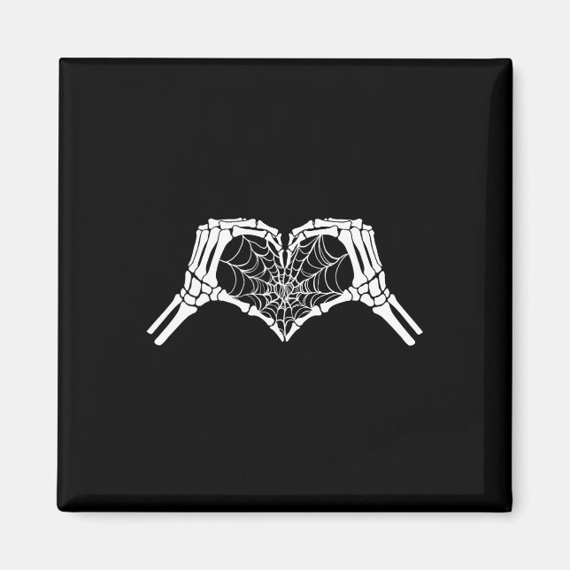 Imán Skeleton Heart Hands Spiderweb Halloween Spooky Lo (Frente)