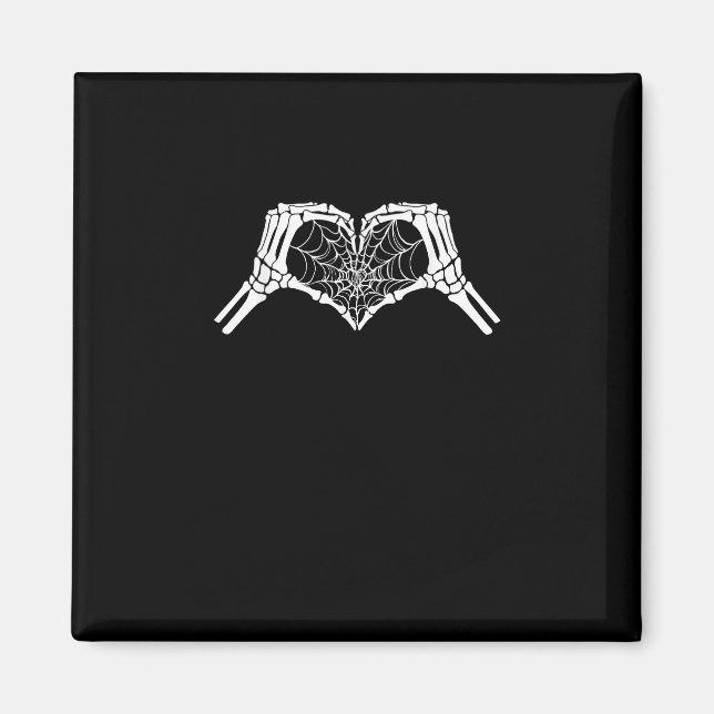 Imán Skeleton Heart Hands Spiderweb Halloween Spooky Wo (Frente)