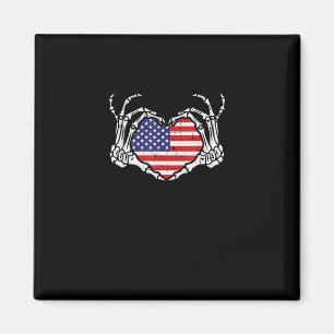 Imán Skeleton Mano Corazón 4 De La Bandera Estadouniden