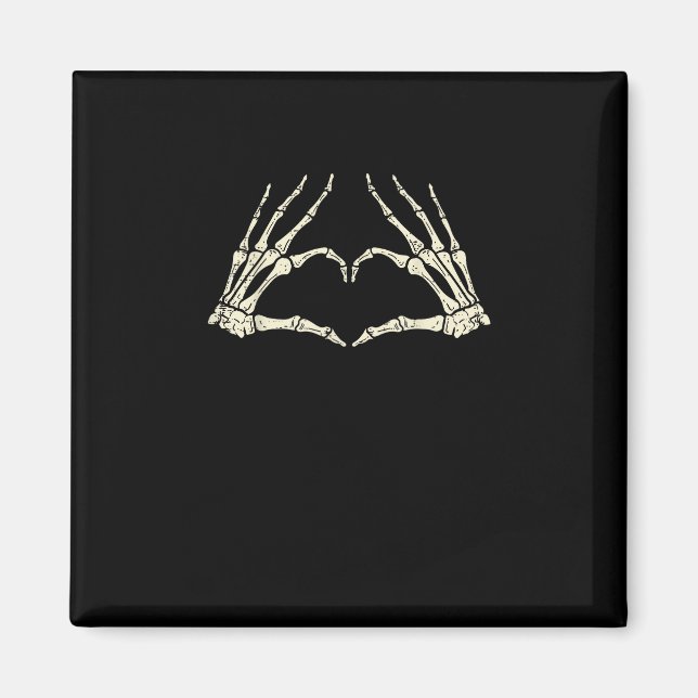 Imán Skeleton Manos Corazón Gracioso Halloween Hallowee (Frente)
