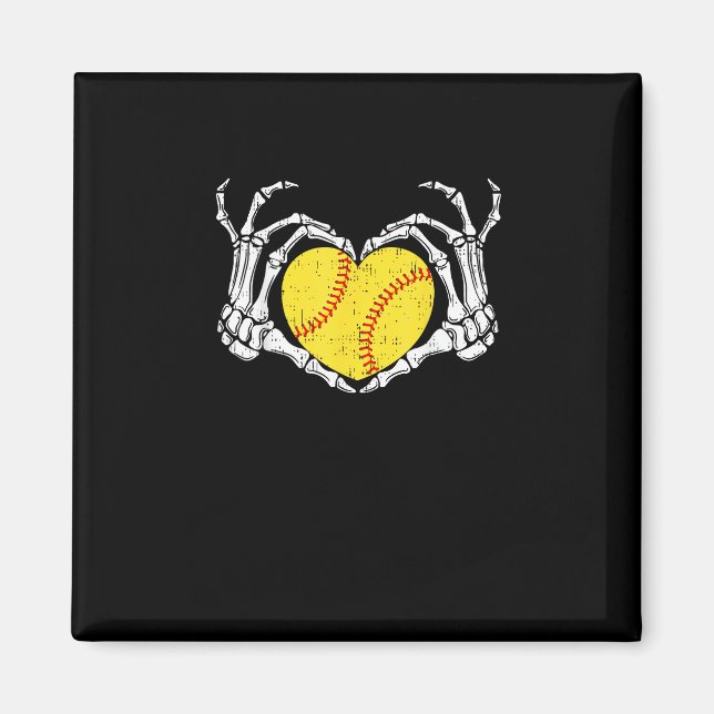Imán Skeleton Manos Corazón Halloween Disstume Softball (Frente)