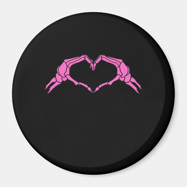 Imán Skeleton manos corazón Rótulo retro Halloween (Frente)